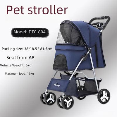 Lightweight Foldable Four-Wheeled Pet Stroller for Cats and Dogs