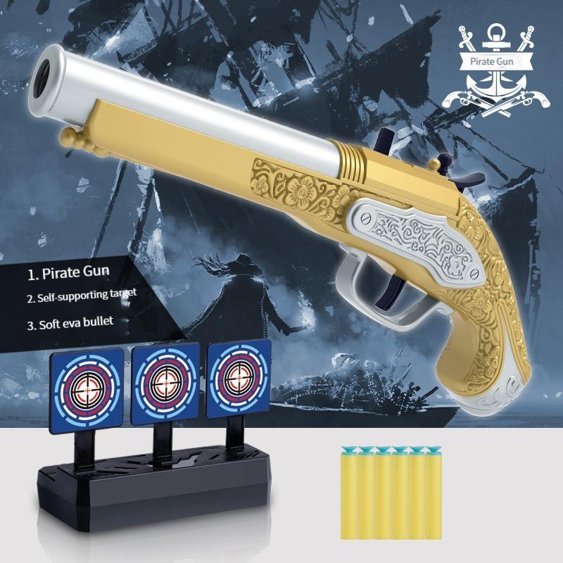 

Pirate Guns Toy Soft Bullet Manual Toy Gun Pistol Dart Blaster Launcher Foam Shooting Model For Children Kid Boys Birthday Gifts (As shown-33619)-