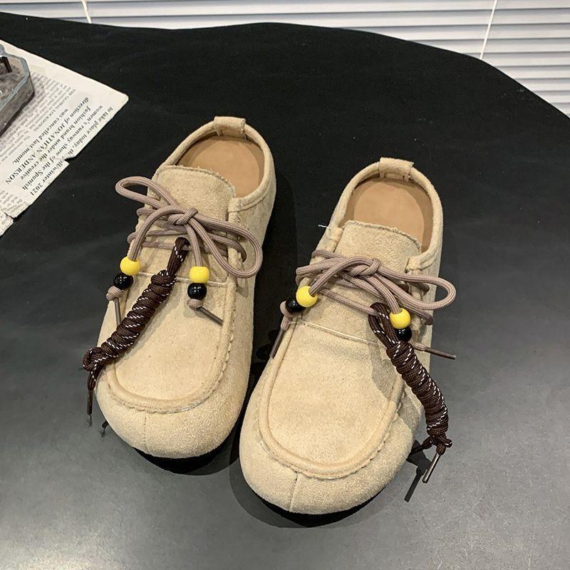 Ugly and Cute Pedal Boken Platform Fashion Height Boken Shoes Bag Head Half Slippers Women's Wear 2025 Autumn and Winter New