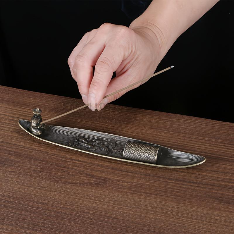 Creative Incense Holder Aromatherapy Ornament Incense Holder Boat Old Men Fishing Japanese Style Incense Stick Burner Home Decor