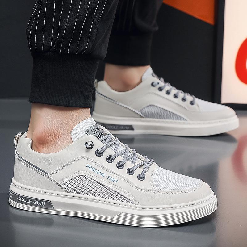 Summer breathable 2025 single mesh men's shoes sports hollow comfortable versatile non-slip wear-resistant small white shoes casual board shoes