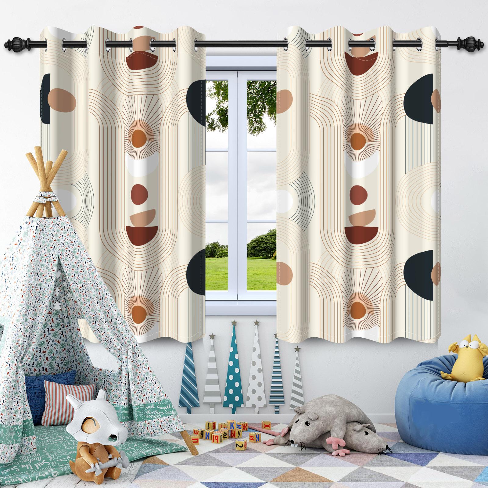 

2 шт. Богемный стиль Блэкаут шторы Бохо листья Спальня Гостиная Кафе Драпировки Оконный декор для детской комнаты Полиэстеровая ткань 132x213cm 2pcs