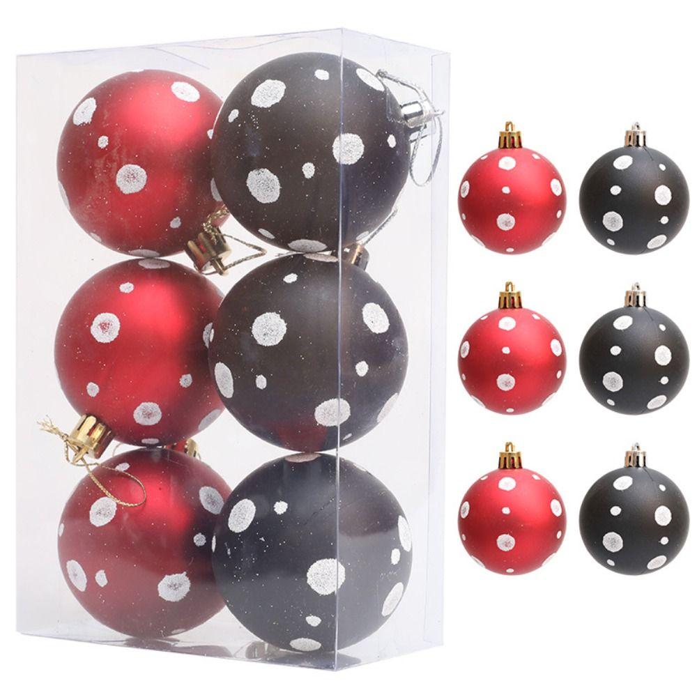 

6pcs 6cm Painted Christmas Balls Set Plastic Xmas Tree Pendants Xmas Decor