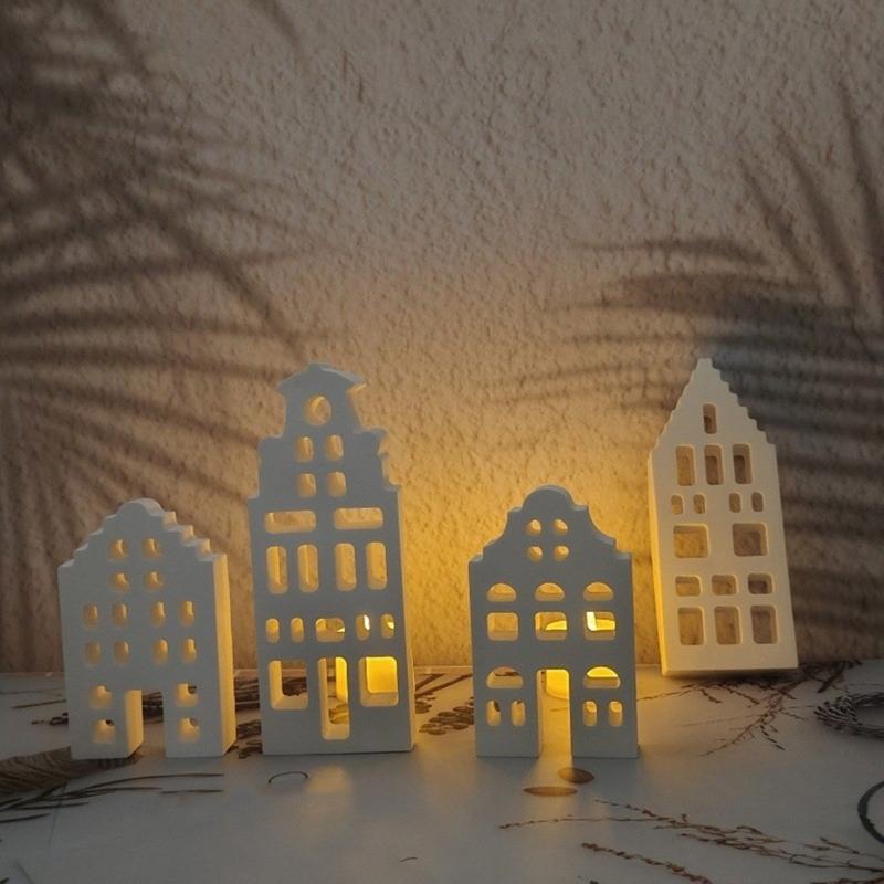 Plaster Canal House Figurines Mold Versatile Plaster Accessory Mould Set for Crafting Canal House Display Ornaments
