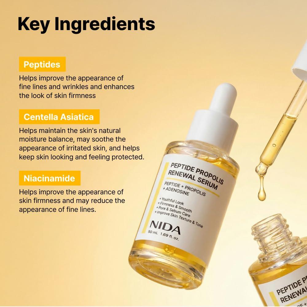 Nida Peptide Propolis Renewal Seerum Adenosiiniga kindluse ja sileda naha jaoks