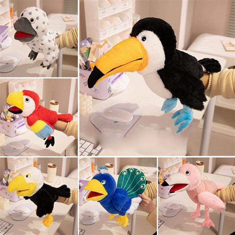 35Cm New 6 Style Toucan Hand Puppet Plush Toys Toucan Parrot Bald Eagle Peacock Owl Flamingo Children'S Game Plush Dolls Gifts