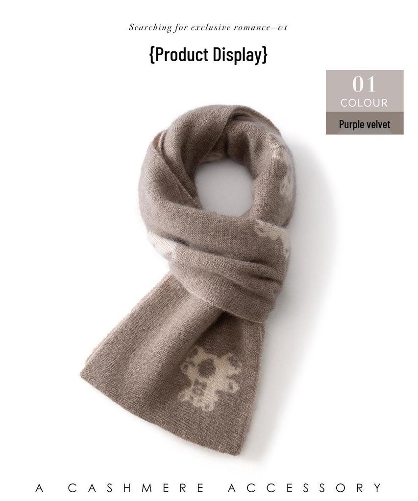 Cashmere 2025 Autumn/Winter Bear Ear Jacquard Scarf Set - Warm, Knit Cold Protection for Men, Women, Children, and Babies