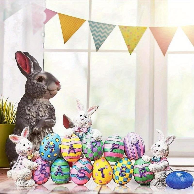 Påsk 2025 Vårkanin Bordsdekoration Söt Hantverkskanin Figurer Heminredning Festtillbehör Partydekoration Alla hjärtans dag