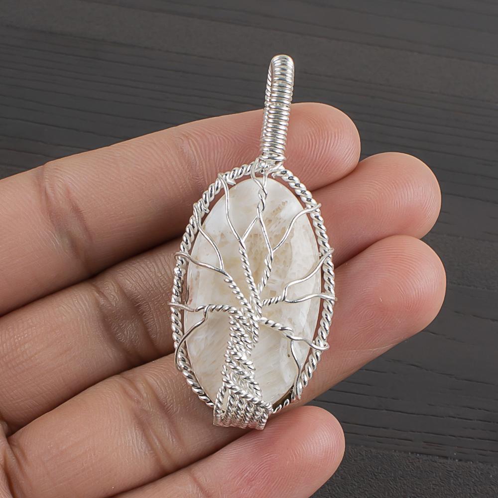 

Natural Scolocite Gemstone 925 Sterling Silver Jewelry Designer Pendant 1.73 AJP-1598