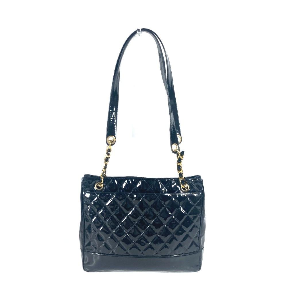 CHANEL Quilted Double Chain Bag Shoulder Bag enamel Black/Gold
