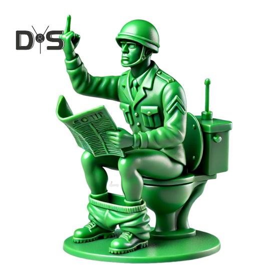 

Статуэтка зеленого солдата в туалете, читающего газету, писающего человека, статуэтка из смолы, скульптура, модель, игрушка, украшение для домашнего офиса, рабочего стола, орнамент A