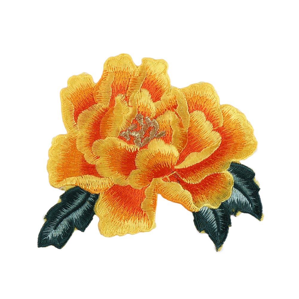 

Peony Flower 14CM Clothes Decoration for Dress Clothing Accessories Sew On Appliques Patches Iron On Patches Embroidered Badges жёлтый