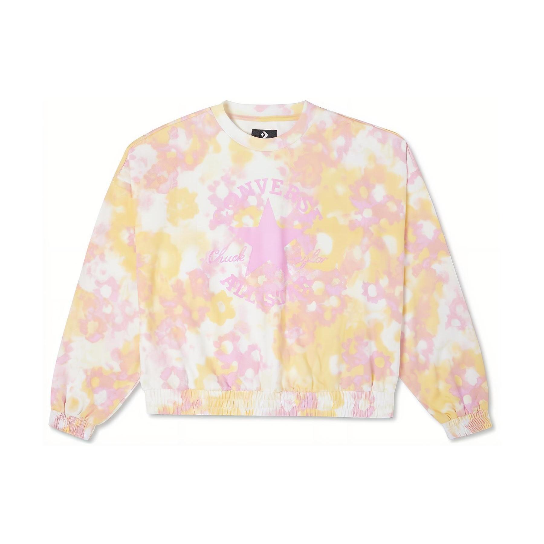 (WMNS) Converse Washed Floral Cotton Crew Neck Shirt Asia Sizing Pink Women s 10023196-A01 L