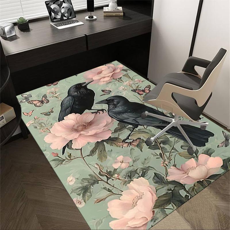 

1PC Crows Flowers Non-Slip Floor Carpet Compatible for Office&Living Room&Bedroom&Dining room - Flat-Weave Machine-O347 60cm by 90cm