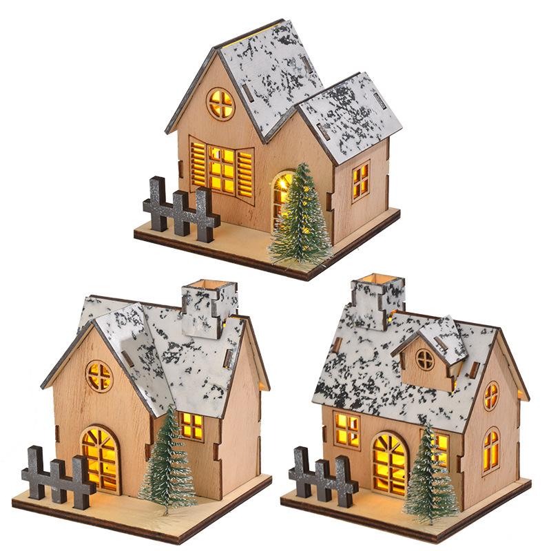 Christmas Train Ornament Glowing Snow House Desk Accessorie Christmas Decorations 2025 Navidad New Year Gifts Home Decor