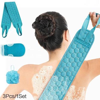 3Pcs 1set / 6Pcs 2set Back Scrubber Exfoliating Gloves and Loofah Bath Sponge Set for Men and Women Body Scrubber Scrubber Can Deep Clean and Massage