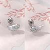 Silver Zircon Wing Stud Earrings for Women Shiny Crystal Geometric Personality Ear Bone Nail Jewelry Gifts