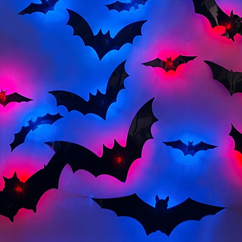 3D LED Glitzer Fledermaus Wandaufkleber für Halloween Dekoration