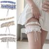 Bowknot Lolita Leg Rings Set Ruffled Lace Thigh Ring Clothing Accessories Bride Garter Belt  Women