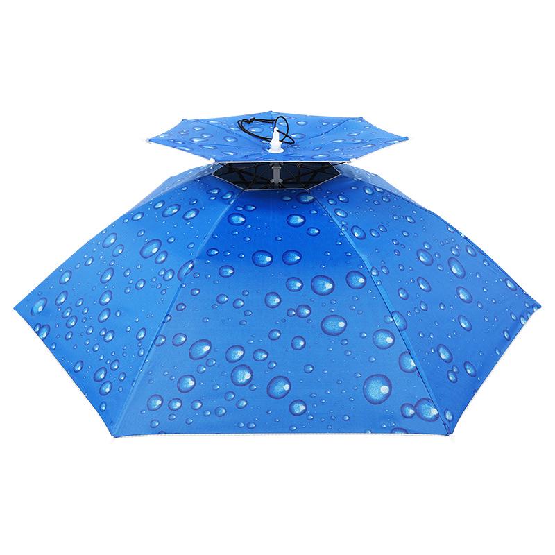 Large Windproof Folding Head-Mounted Sunshade Umbrella for Men and Women – Customizable Hat Umbrella for Sun or Rain
