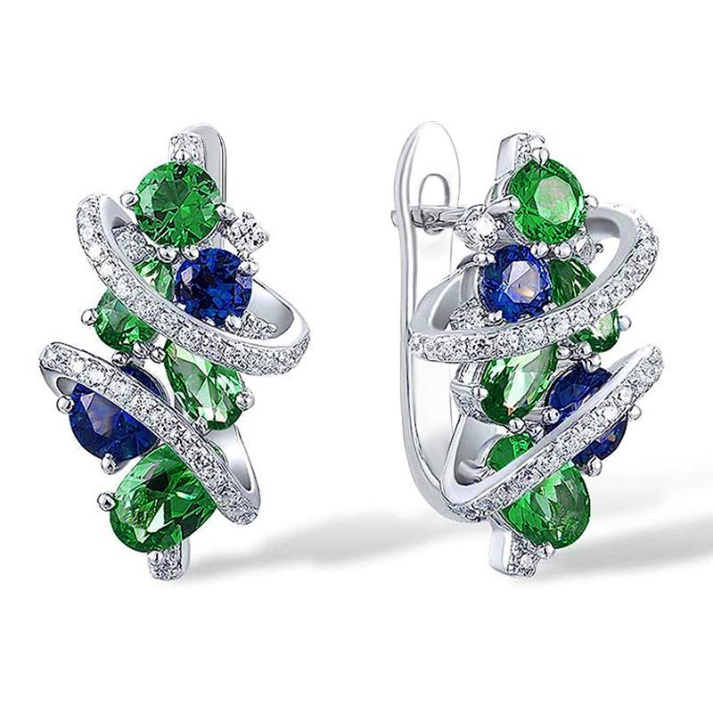Fashion Inlaid Zircon Earrings For Women, Geometric Line Ear Buckles, Light Luxury High-End Earrings With A Sense Of Design