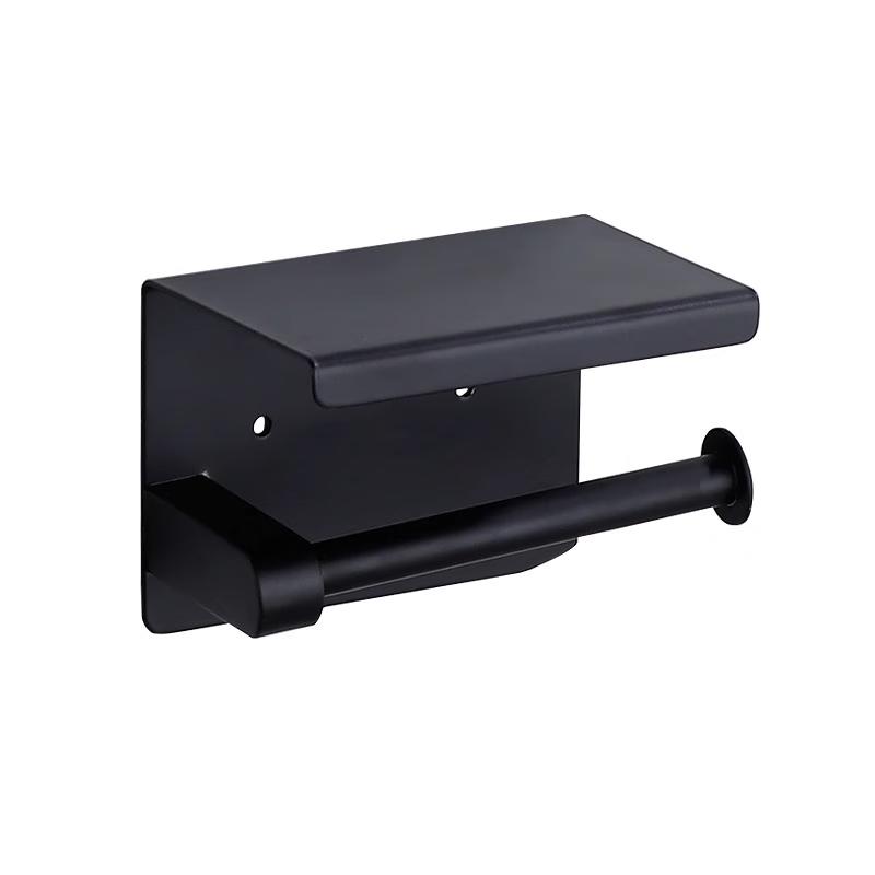 304 Stainless Steel Wall-Mounted Bathroom Shelf with Tissue Box & Toilet Paper Holder