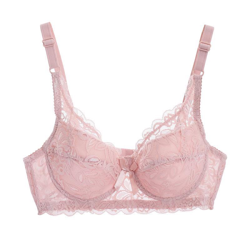 Ultra-Thin Lace Bra: Sexy, Large-Size, No Sponge, Gathered Fit