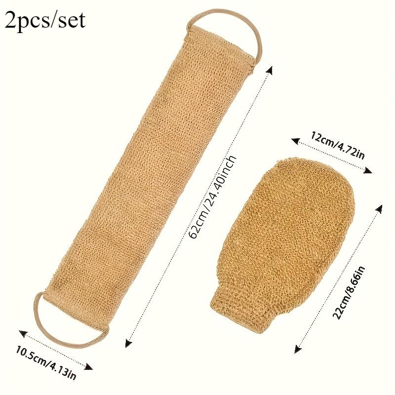 2pcs/set Natural Jute Bath Scrubber Back Exfoliator Exfoliating Gloves & Towels Eco-Friendly Bath Accessories for Deep Cleansing
