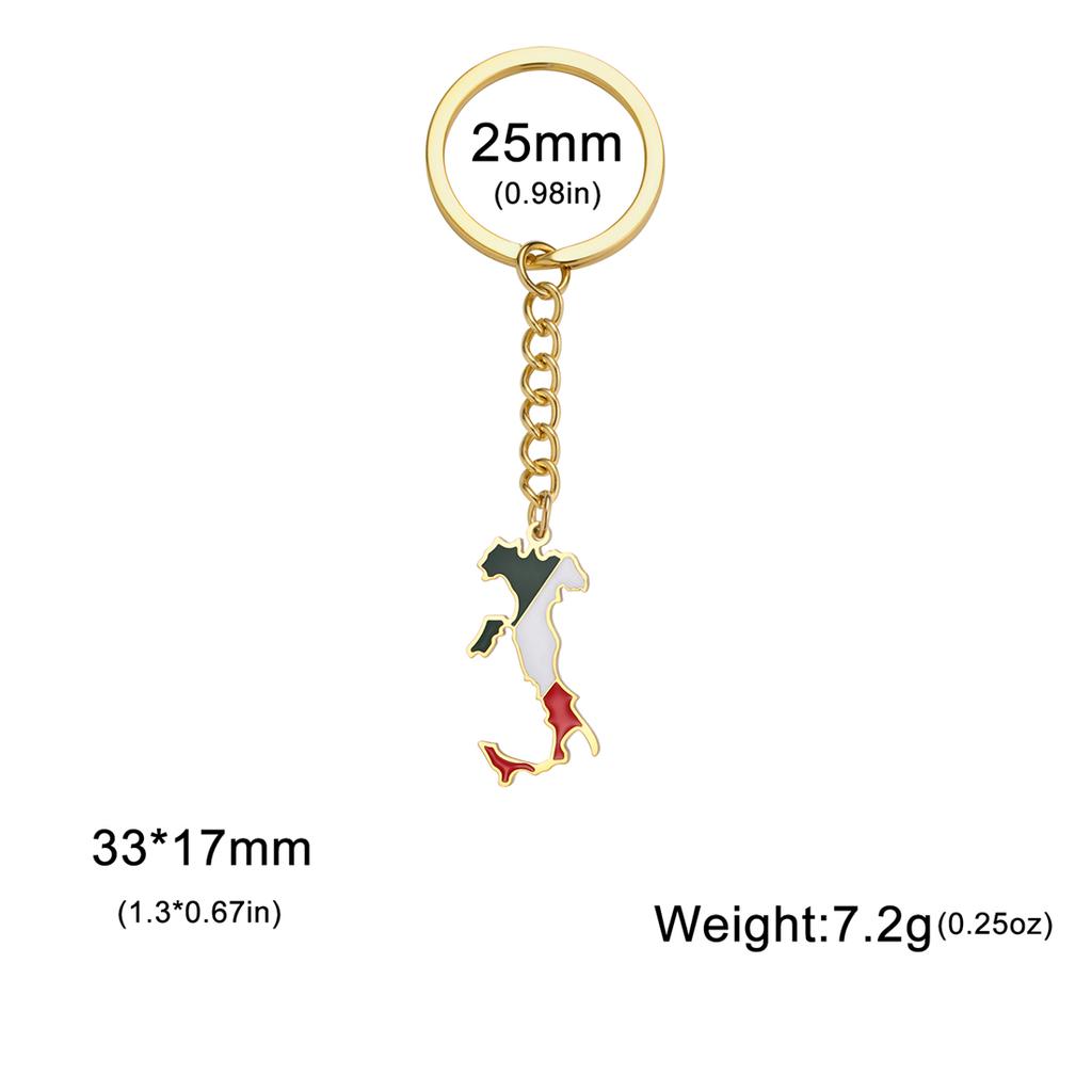 EUEAVAN Drip Oil Italy Map Keychain Stainless Steel Italian Country Flag Pendant Keyring Souvenir Jewelry Wholesale