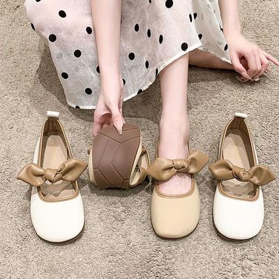 Sanfter Wind Pendler Einzelschuhe flacher Boden Ein Pedal Damenschuhe 2025 neu flache Schleife Arbeitsschuhe Mary Jane Schuhe