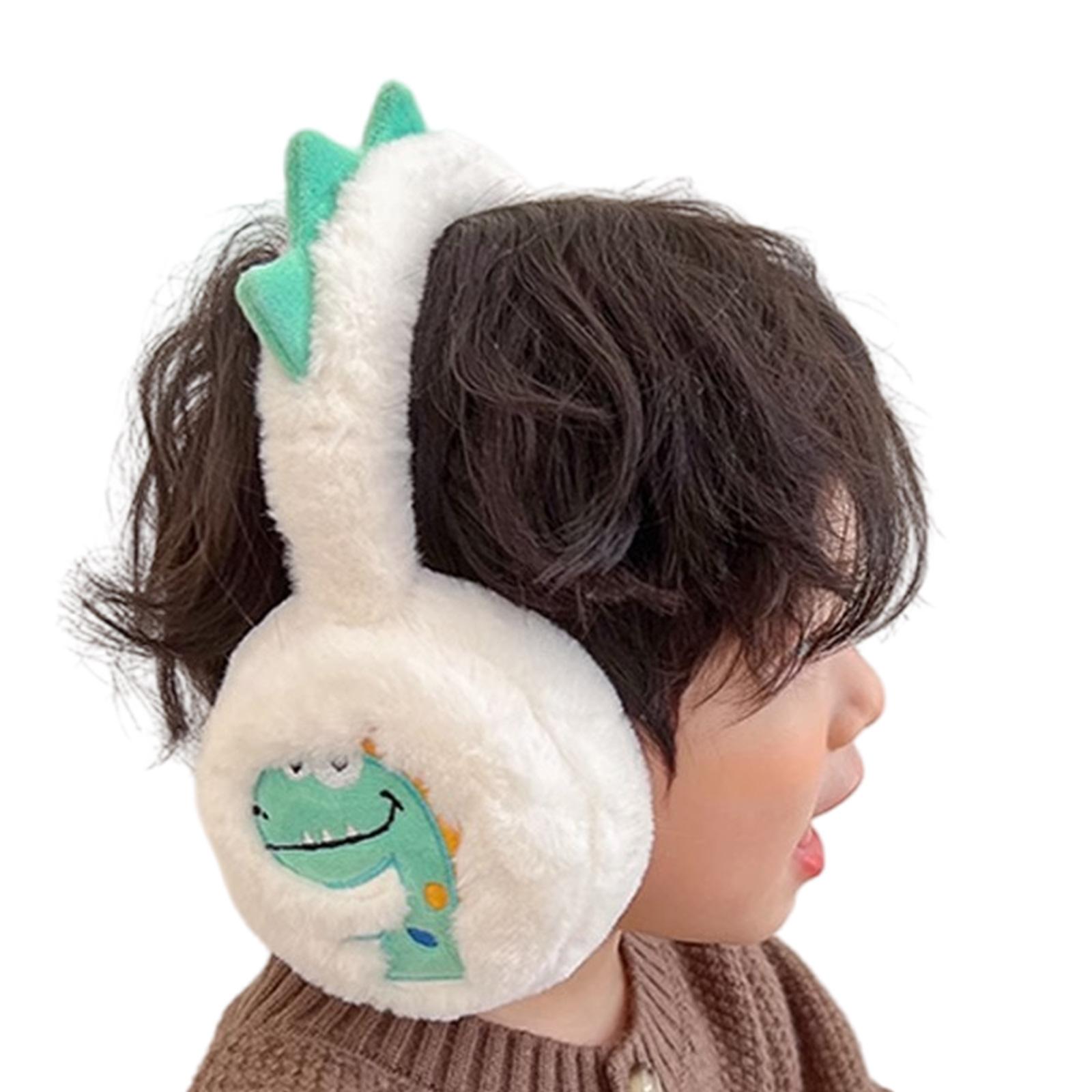 

Dinosaur Decoration Earmuffs Kids Ear Warmers Plush Soft Winter Accessory Suitable for Daily Wear and Sports белый