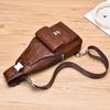 WEIXIER Men's Leather Sling Bag Crossbody Backpack Water-Resistant Shoulder Bag for Travel, Hiking, Daily Commute