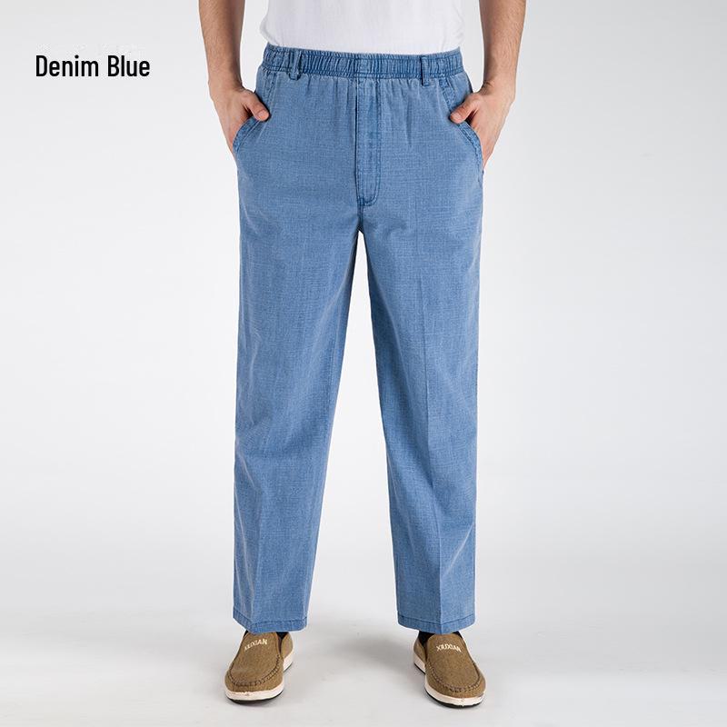 

Мужские брюки из льняной смеси с высокой талией: Дышащий, повседневный летний крой 5XL