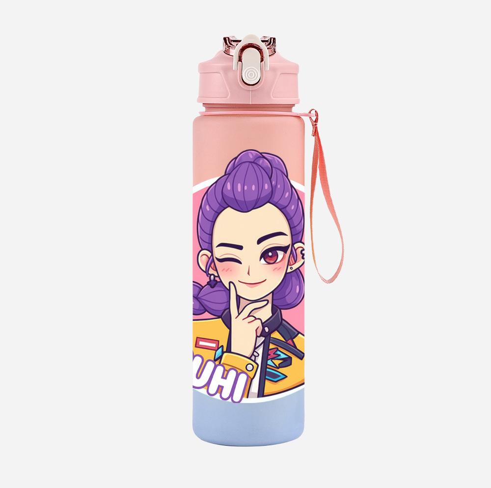 750Ml Water Bottler Cartoon K-Pop Demon Hunters Printed Character Water Cup Large Capacity Outdoor Portable Rope Drinking Bottle for Boy Girl Gift