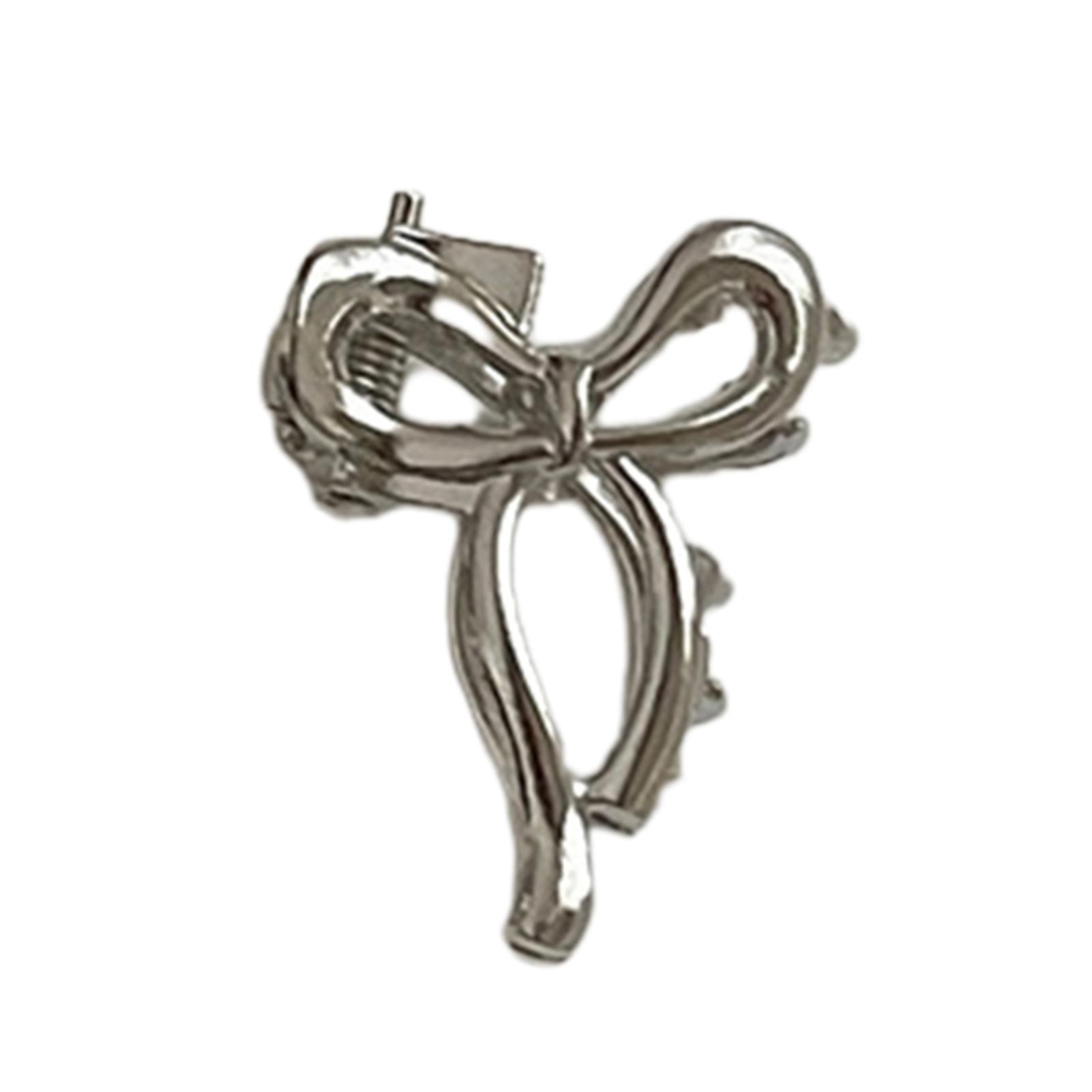 

Bowknot Hair Clip Alloy Claw Clips Hair Banana Barrettes Non-Slip Jaw Clip Girls Metallic Hair Claw for Women Side Bangs серебряный