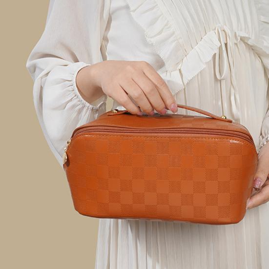 Trousse de Toilette Cosmétique Ouverte à Plat Imperméable Sac de Voyage pour Articles de Toilette Organisateur de Maquillage avec Séparateur Poignée Supérieure pour Femmes Voyages d'Affaires Séjours d'Une Nuit