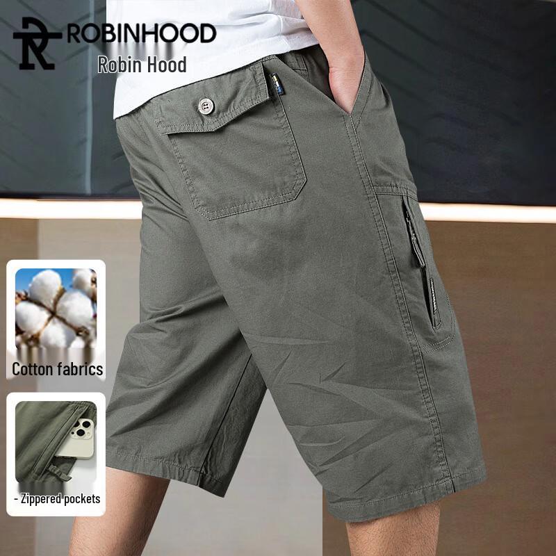 Robinhood Men s Pure Cotton Capri Shorts 4XL армия зеленый