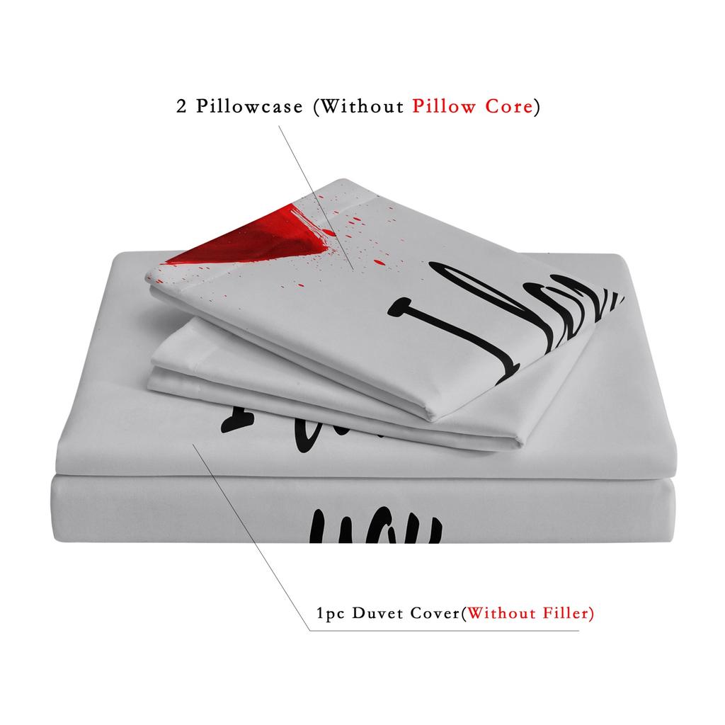 3pcs Set Valentine'S Day Romantic Couple 3d Heart Design Duvet Cover Set, Featuring Abstract Patterns Suitable For All Seasons