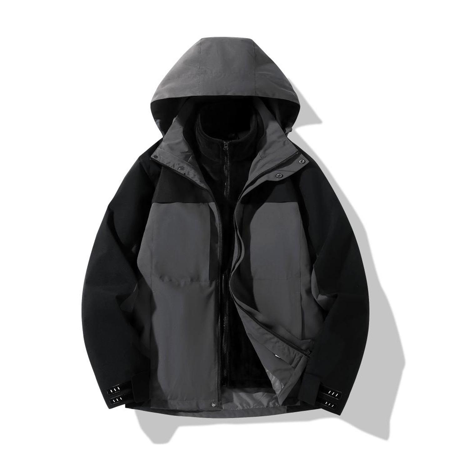 Windproof 3-in-1 Outdoor Jacket for Men & Women: Customizable Workwear Overcoat, Ideal for Embroidered or Printed Group & Work Uniforms. Large