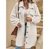 Women's Winter Long Loose Plush Coat, Turn-down Collar Buttoned Open Front Oversized Warm Overcoat for Women, European & American Style