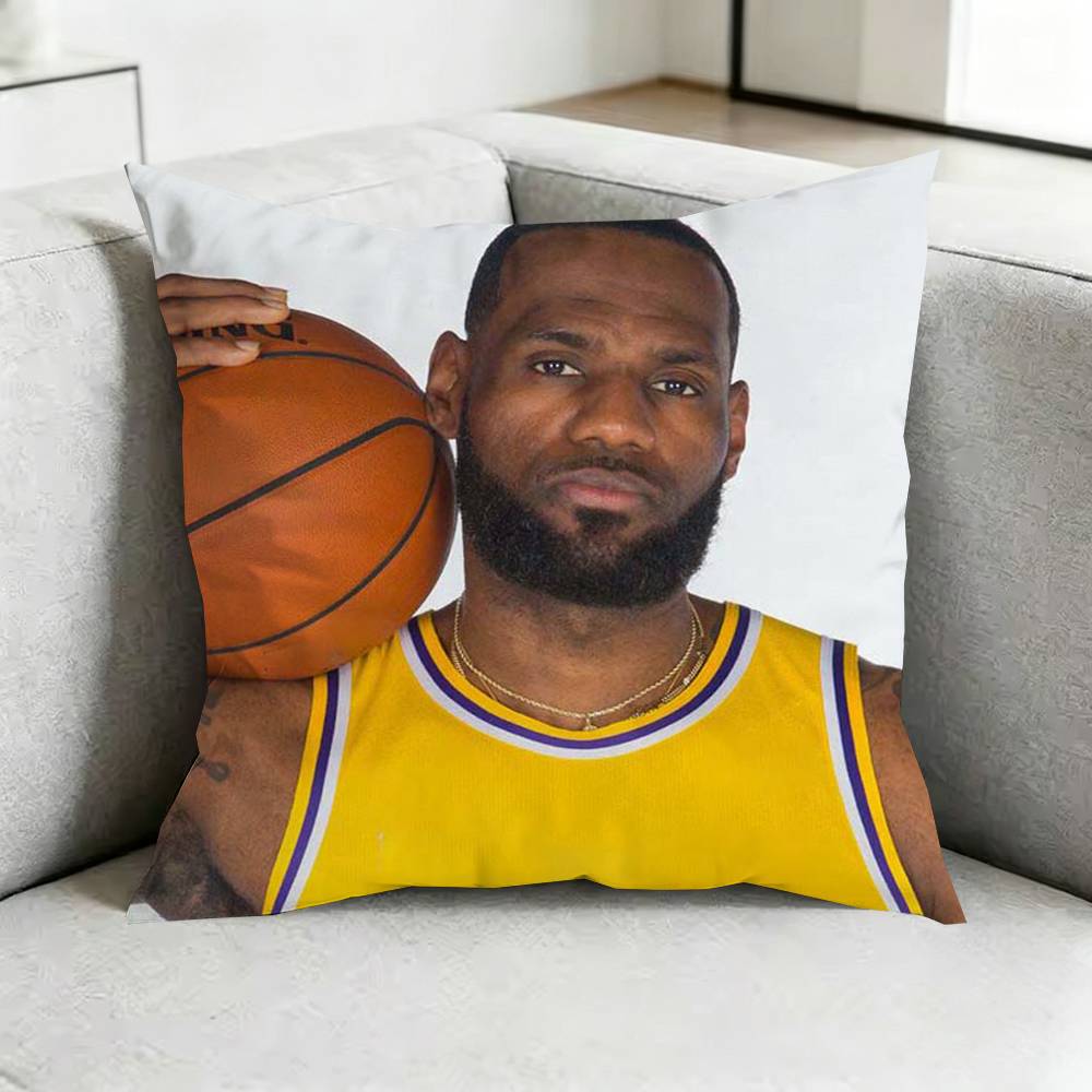 LeBron JJames כרית כדורסל מרובעת כיסוי כרית דו-צדדי לספה כיסוי כרית לחדר שינה ליד המיטה מתנה