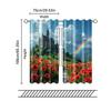 2 Pcs, Filtering Curtains (excluding Rods, Non-movable, Without Batteries) Castle & Floral Rainbow for Use In Bedrooms and