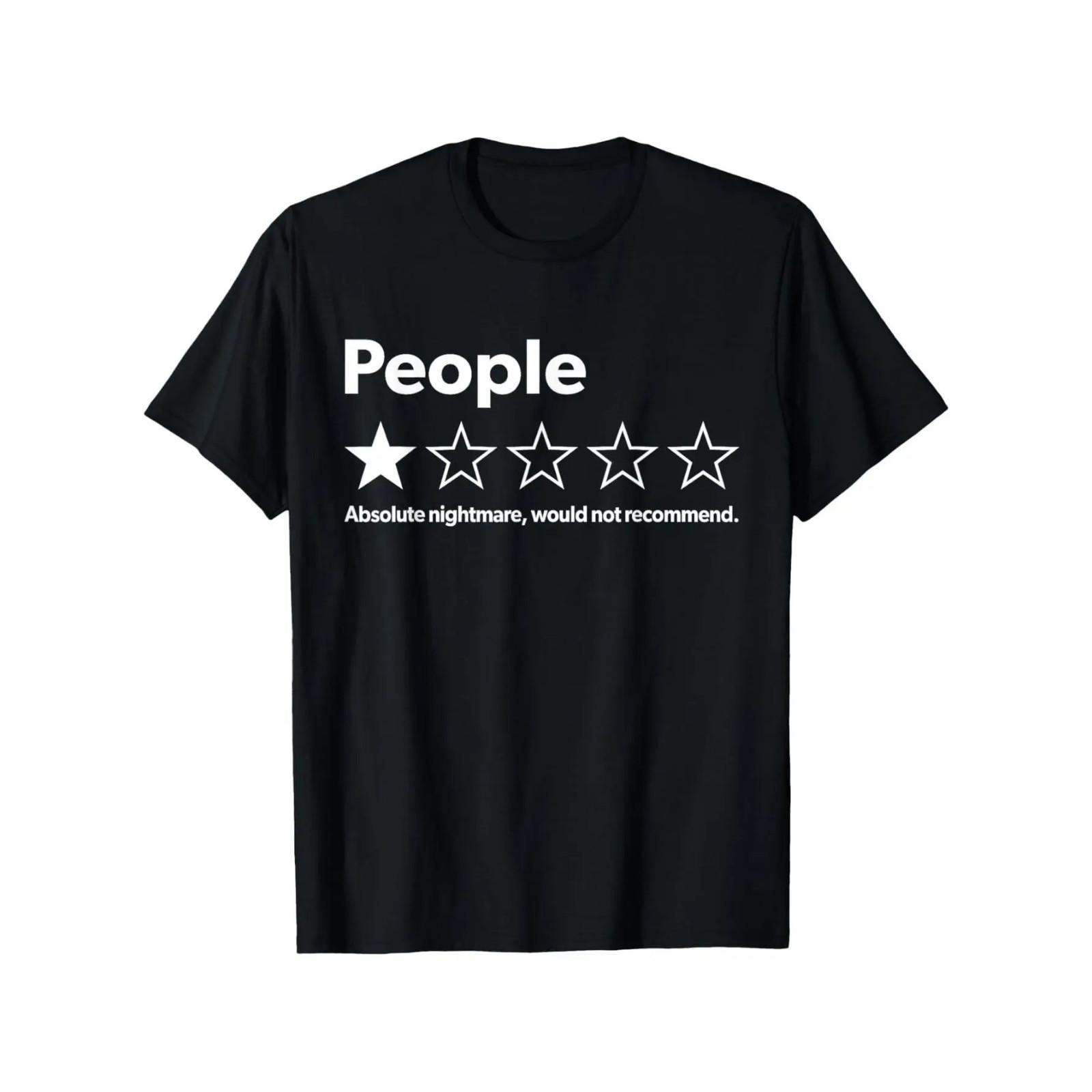 Unisex-Adults T-Shirt - Black, Short Sleeve - Funny Review People One Star: Abs Unisex T-Shirt M