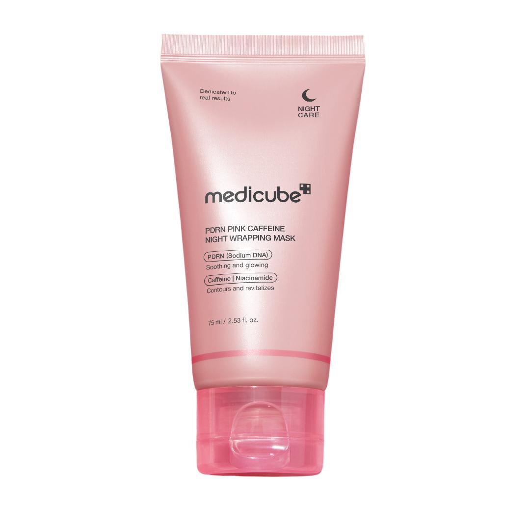 Medicube PDRN Pink Tone-Up Caffeine Wrapping Mask 75ml - Tone-Up Firming Care, Korean 75ml+Brush