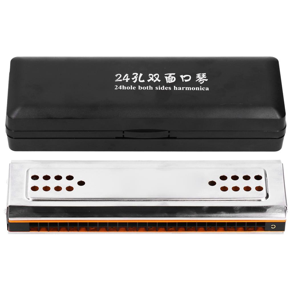 Tremolo Harmonica 24 Holes C&G Key Double‑Side with Box Musical Instrument for Beginner