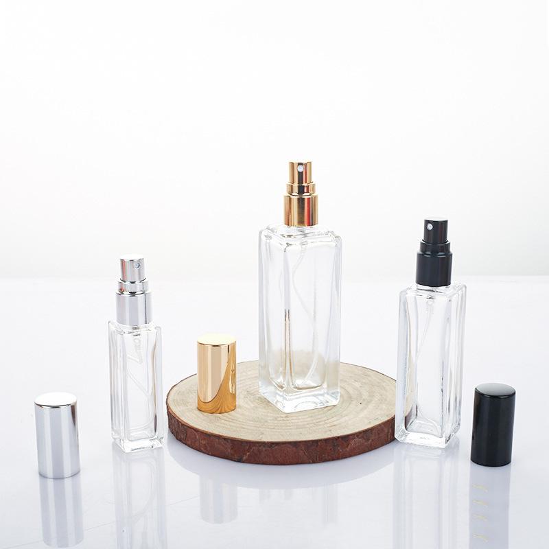 Thick Transparent Square Glass Spray Bottle for Travel and Aromatherapy Samples