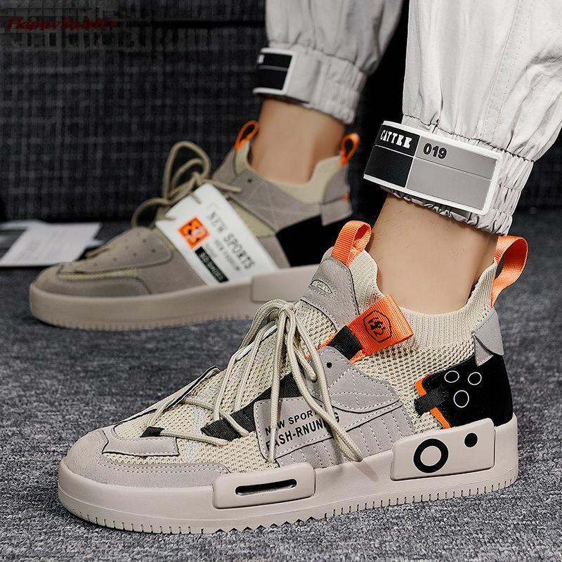 

Высокие повседневные туфли для мужчин, кроссовки без шнуровки, дышащие носки с воздушной сеткой, мужские кроссовки, мужская обувь на платформе больших размеров, D51