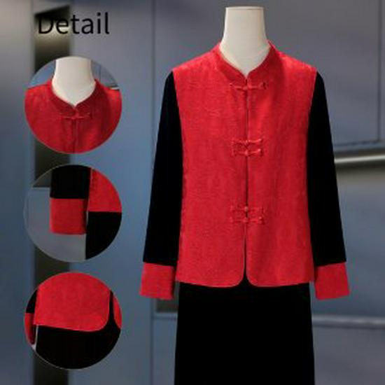 

2026 New Chinese Style Spring Jacket and Dress for Middle-aged Women 4XL красный