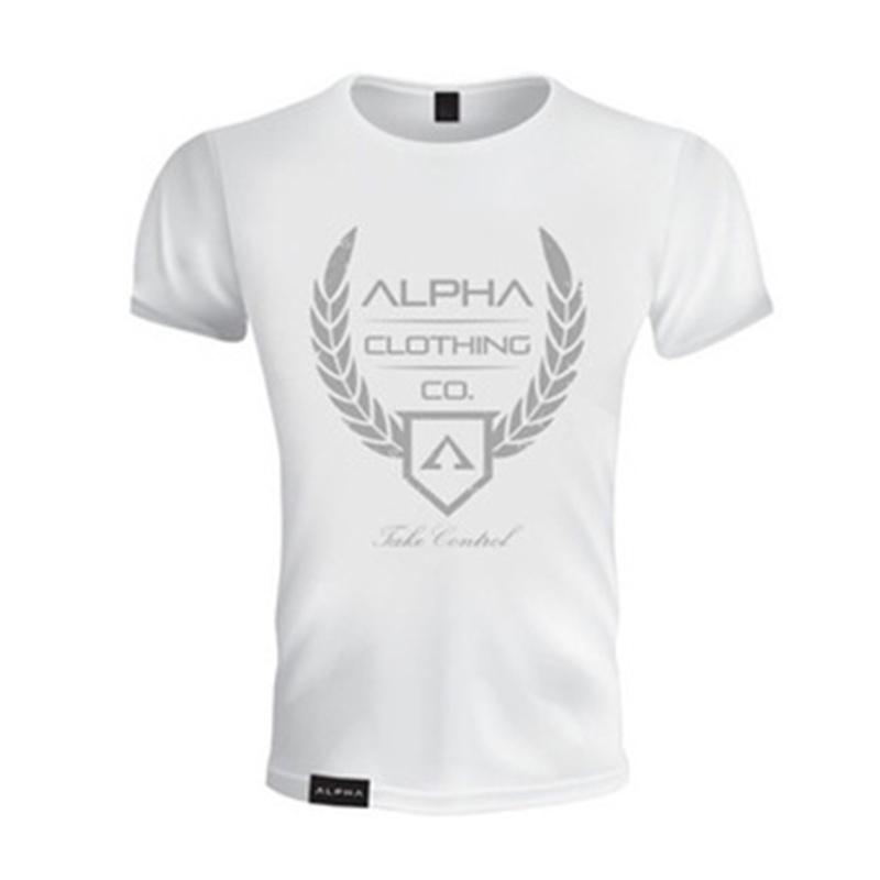 Летняя мужская хлопковая эластичная футболка для бега и тренировок с короткими рукавами M белый