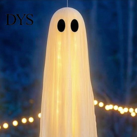 Kit Fantôme Lumineux pour la Maison 3 Pièces Grands Fantômes Suspendus Lumineux Décoration d'Halloween, 1.2M + 1.5M Extérieur Intérieur Jardin Scènes de Fête Volants Effrayants avec